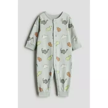 Пижамный костюм HM Patterned, светло-зеленый, динозавр