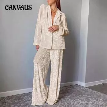 Пижамный костюм из бархата с длинными рукавами и золотым бриллиантом, который также можно носить на улице. Женская домашняя одежда S серебряный