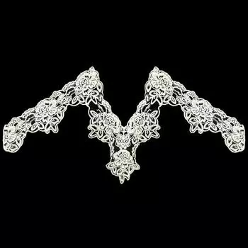 Пижамный кружевной воротник, молочный шелк, вышивка, корсаж, сетчатый низ, вышивка, поддельный воротник, полиэстер, нагрудный воротник, кружево своими руками белый