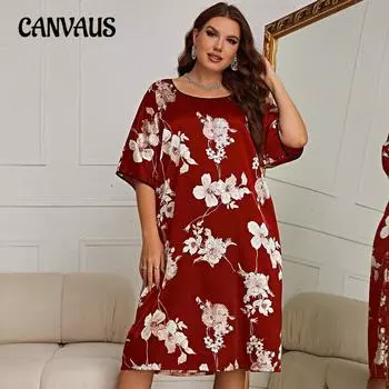 Пижамы больших размеров для женщин средней длины с принтом, платье-пуловер, летняя домашняя одежда, ночные рубашки XL чёрный