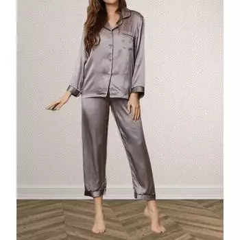 Пижамы для девочек, длинная пижама из шелка Mulberry, комплект пижамы для женщин, новая женская пижама, нижнее белье M