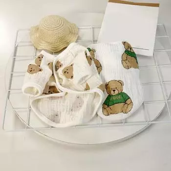 Пижамы для домашних животных, мягкие удобные весенне-летние рубашки с короткими рукавами и принтом медведя для собак, одежда M