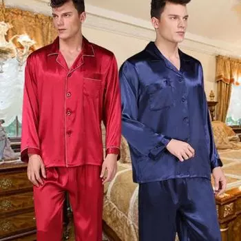Пижамы для мужчин, одежда для сна, удобная, мягкая, с принтом, с длинным рукавом, ночная рубашка, топы + брюки, комплект из двух предметов, мужская пижама XL