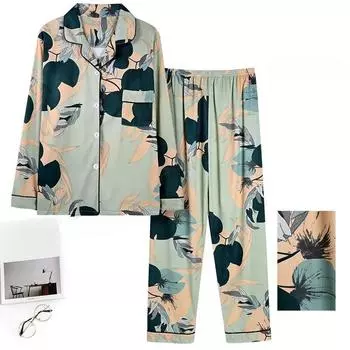 Пижамы для сна осень и зима женская хлопковая пижама комплект с длинными рукавами длинные брюки домашняя одежда для девочек пижамы Victoria Secret L зелёный