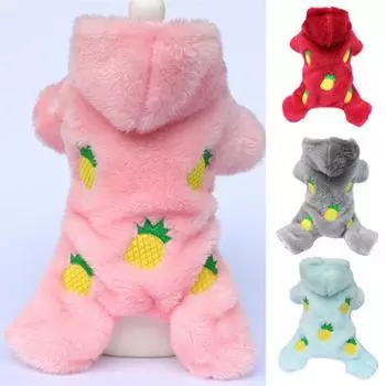 Пижамы для собак с капюшоном, универсальные фланелевые плюшевые наряды для домашних животных, комбинезон, пальто XL розовый