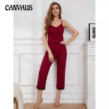 Пижамы для женщин, летние кружевные края, сексуальные подтяжки, брюки, комплект из двух предметов, женская домашняя одежда S светло-серый