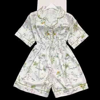 Пижамы для женщин с принтом «Plants Flowers Fresh», летние новые женские пижамные комплекты из двух частей, стильные шорты с коротким рукавом, домашняя одежда M