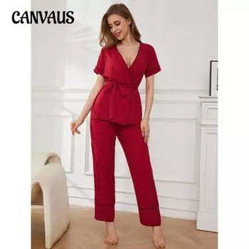 Пижамы для женщин, весенний и осенний кардиган, спальный халат с короткими рукавами, комплект домашней одежды S чёрный