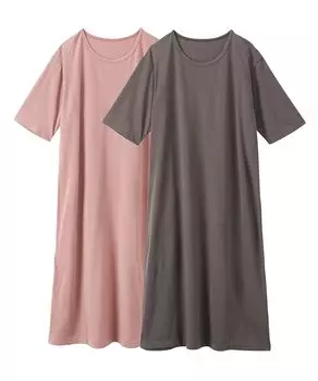 Пижамы и домашняя одежда комнатный хлопок свободный рукав комнатный розовый LL [Nissen] топы, платье за 3 секунды, комплект из 2 предметов, смесовый, облегающий, платье 5/8, + шоколад,