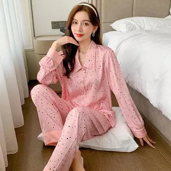 Пижамы из ледяного шелка, женская простая домашняя одежда с длинными рукавами, новинка 2022 года, одежда для сна с высоким темпераментом, можно носить изношенную одежду M серый