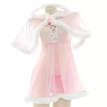 Пижамы принцессы в стиле Лолиты, шифоновое прозрачное кавайное милое плюшевое мини-платье для девочек, плащ горничной, костюмы, нижнее белье One Size