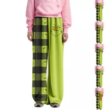 Пижамы в стиле аниме для женщин и мужчин с героями мультфильмов унисекс для пар, низ с принтом, пижамные штаны для сна, подарки на Новый год и день Святого Валентина L армия зеленый