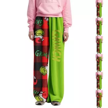 Пижамы в стиле аниме для женщин и мужчин с героями мультфильмов унисекс для пар, низ с принтом, пижамные штаны для сна, подарки на Новый год и день Святого Валентина L армия зеленый