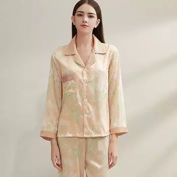 Пижамы женские с цветочным принтом Осень/Зима Новая Эстетика Романтическая Пижама Мода Домашние Гостиные M