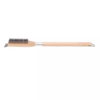 Pizza Oven Brush with Stainless Steel Scraper Steel Bristles Wood Handle Pizza Oven Cleaning Brush f