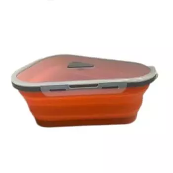 Pizza Pack Reusable Container Box Foldable Triangular Food Storage Case Orange