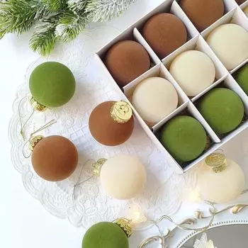 ПЭТ Флокированные елочные шары 6/8 см Рождественские принадлежности Подвески на елку Праздничные украшения A