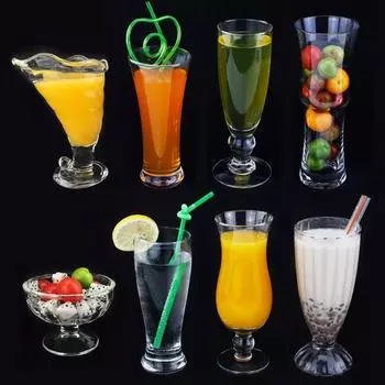 ПК Акриловый пластик Прозрачная чашка для мороженого Песок Сок Молоко Чай Чашка для напитков Кристалл Искусственное стекло Десерт Салат Молочный коктейль kind 5