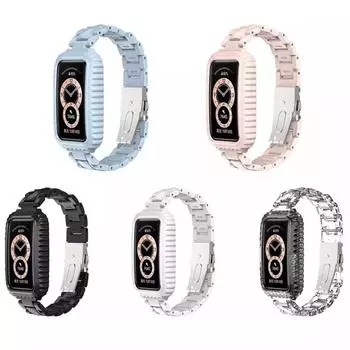 ПК + металлический ремешок для часов, браслет для часов Huawei Band 9/8/7/6, аксессуары для умных часов