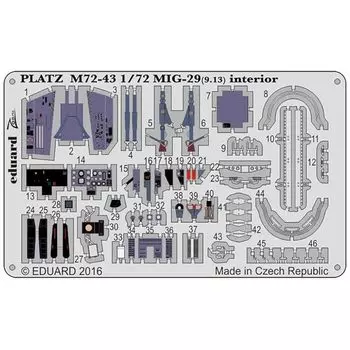 плац 1/72 МиГ-29 (9.13) для Fulcrum C Травленые детали (для интерьера)