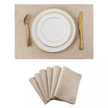 Placemats by Home Brilliant Heat Resistant Dining Table Place Mats Cloth Kitchen Table Mats Indoor Outdoor Placemat Light Linen 48 33cm