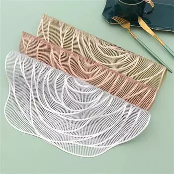 Placemats Rose Gold Place Mat Coaster Washable PVC Table Mats Non-Slip Placemat for Christmas Wedding Dining Table Kitchen Decor 38x38cm золотой