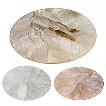 Подставки для столовых приборов Коврики для круглых столов ПВХ Водонепроницаемая подставка для чайника Цветочная текстура Обеденные коврики Термостойкие подставки Износостойкие кухонные принадлежности розового золота