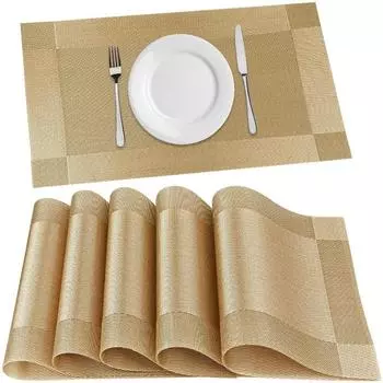 Placemats Set of 6 Dining Table Place Mats | Placemats Table Mat PVC Material | Dining Tablemates Washable Anti-Skid | Size 45 x 30cm Onesize