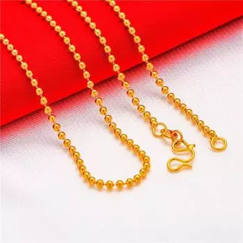 Placer Gold Long Necklace Women s Plus Size Ladies Colorful Gold Long-Lasting Colorfast Artificial Pure Gold Clavicle Chain Accessories Decorations Glow bead necklace 45cm long]