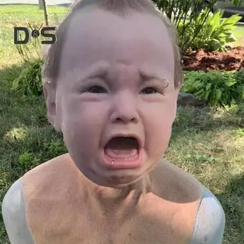 Плачущий детский головной убор в стиле панк, страшная веселая латексная подушка для лица, реалистичный аксессуар для костюма для вечеринок на Хэллоуин коричневый