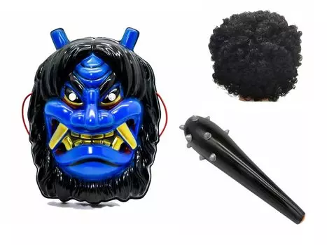 Плачущий симулятор Красный Синий Сэцубун Местный демон Лицо Истребитель Синий [Homie Home] Демон, Демон, Боб, Набор из 3 предметов, Маска, (Этот Демон)