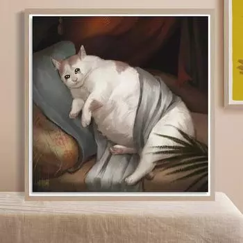 Плачущий толстый милый кот, винтажный постер, настенная живопись на холсте, HD печать, фотографии животных, спальня, гостиная, украшение дома, Куадрос 20x20cm No Framed