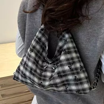 Plaid bag 2024 autumn and winter new textured butterfly crossbody personalized multi-functional shoulder backpack коричневый