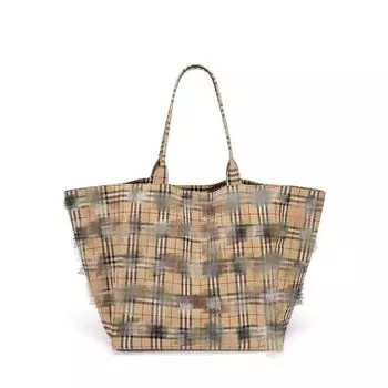 Plaid Bag Yellow and White Plaid Large Capacity Shopping Bag Lazy Shoulder Bag Large Tote Handbag Caramel