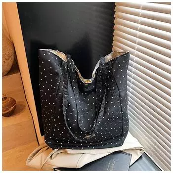 Plaid canvas bag lazy style new large-capacity bag female leisure college student tote bag