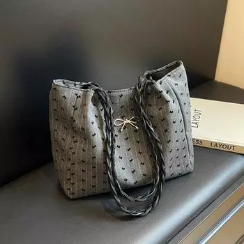 Plaid canvas bag women s 2024 new shoulder bag large capacity tote bag class commuter canvas armpit bag