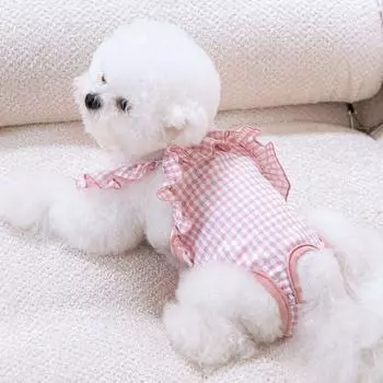 Plaid Dog Sanitary Pants Breathable Dogs Menstruation Pants Wound Recovery S розовый