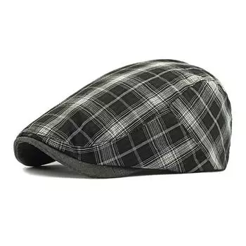 Plaid Hat Women s Beret Men s British Retro Progressive Cap Peaked Cap чёрный