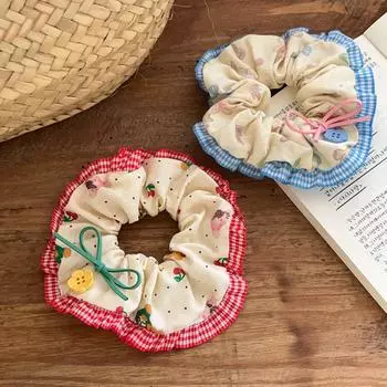 Plaid Lace Bear & Rabbit Bow Hair Tie Set