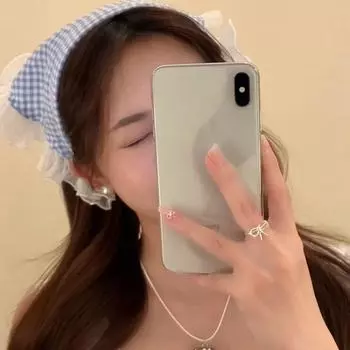 Plaid Lace Hair Scarf Printed Blue Triangle Scarf Sweet Triangle Bandana Girls красный