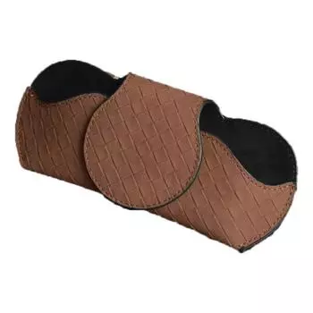 Plaid Leather Sunshade Glasses Case Soft Car Eyeglasses Storage Clip Storage Supplies