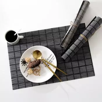 Plaid Placemats Non-slip PVC Dining Table Mat Modern Disc Bowl Pads Coasters Kitchen Coffee Table Mats 2/4/6pcs estera de tabla 2pcs-pack