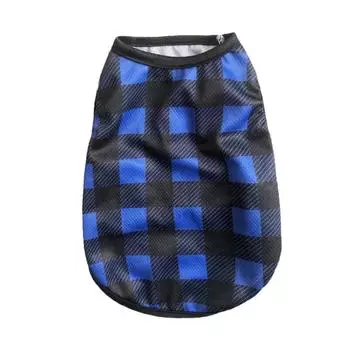 Plaid Print Dog Clothes Summer Cooling Vest For Small Dogs Cats Mesh Breathable Puppy T-shirt Apparel Bulldog Pet Cheap Clothing XS синий