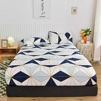 Plaid Style Bedsheet Soft Fitted Sheet Double Bed Mattress Protector 150/180/200 Bed Cover Sabanas Individuales (No Pillowcase) 90x200x25cm 1pc