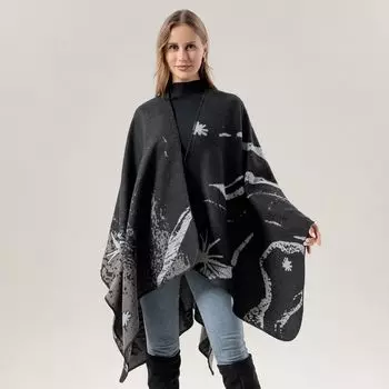 Plain Versatile Shawl Air-Conditioned Room Women S Knitted Cape With Double-Sided Scarf 160*135CM оранжевый