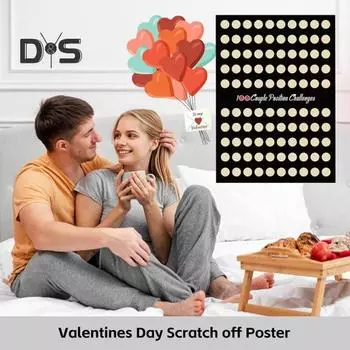 Плакат «100 парных поз» для скретч-карты на свидание ко Дню святого Валентина для взрослых, подарок на годовщину парню или девушке A