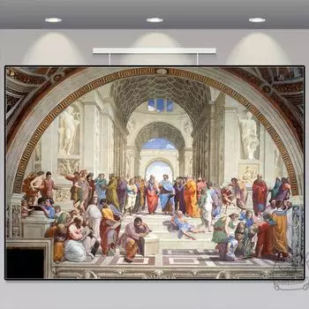 Плакат Афинской школы, Рафаэль, Древнегреческая культура, Фрески, Картины на холсте, Печать высокой четкости, 21cm30cm NoFrame