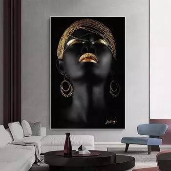 Плакат Черная ослепительная женщина напечатан на холсте в гостиной 21cm30cm NoFrame
