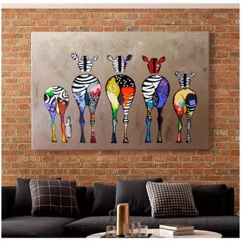 Плакат «Цветная зебра» на холсте для дома художника декоративная печатная настенная живопись гостиная безрамная 20*40cm No Frame