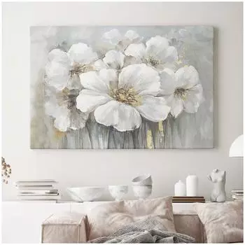 Плакат Цветок белого лотоса на холсте для гостиной, декоративная печатная настенная живопись без рамы 20*40cm No Frame